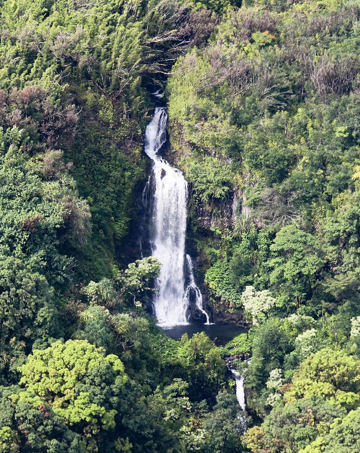 An Aerial View Of Paihi Falls On The Road To Hana, Maui, Hawaii