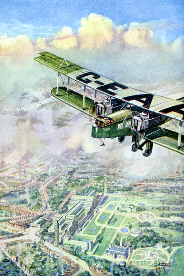 An Aeroplane Over London, 1926.artist Drawing by Print Collector