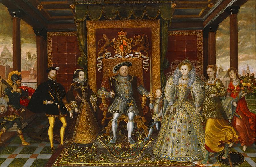 An Allegory of the Tudor Succession - The Family of Henry V I I I Painting by Mountain Dreams