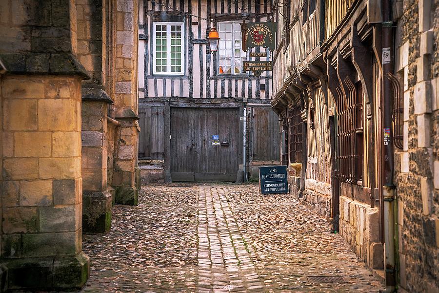 an alley in Honfleur. Photograph by Robert Van Der Linde Fine Art