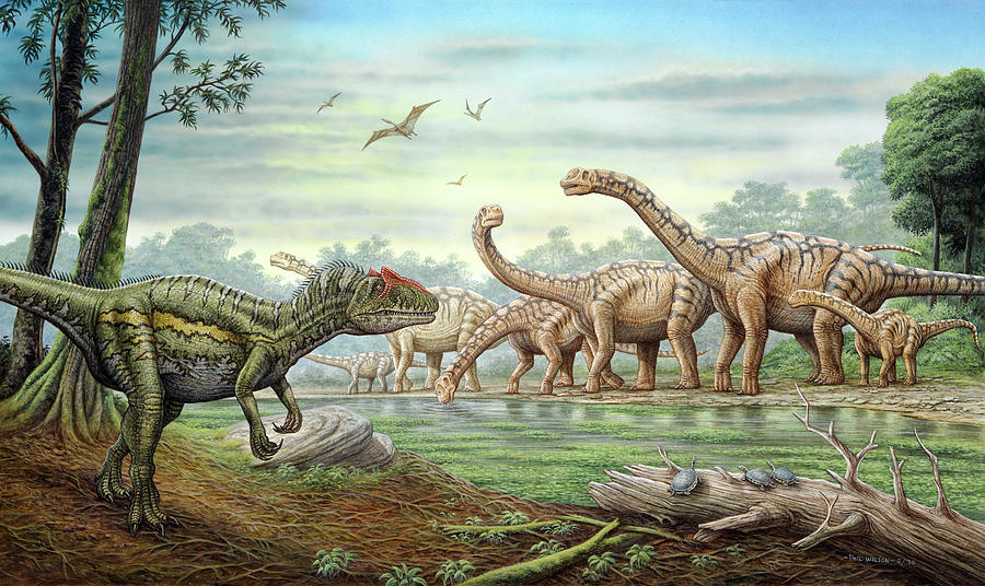 An Allosaurus Stalking A Herd Photograph by Phil Wilson - Fine Art America