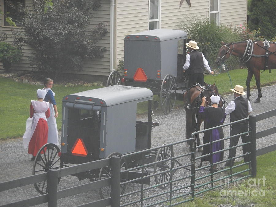 An Amish Community Gathers Before Church Photograph by Christine Clark