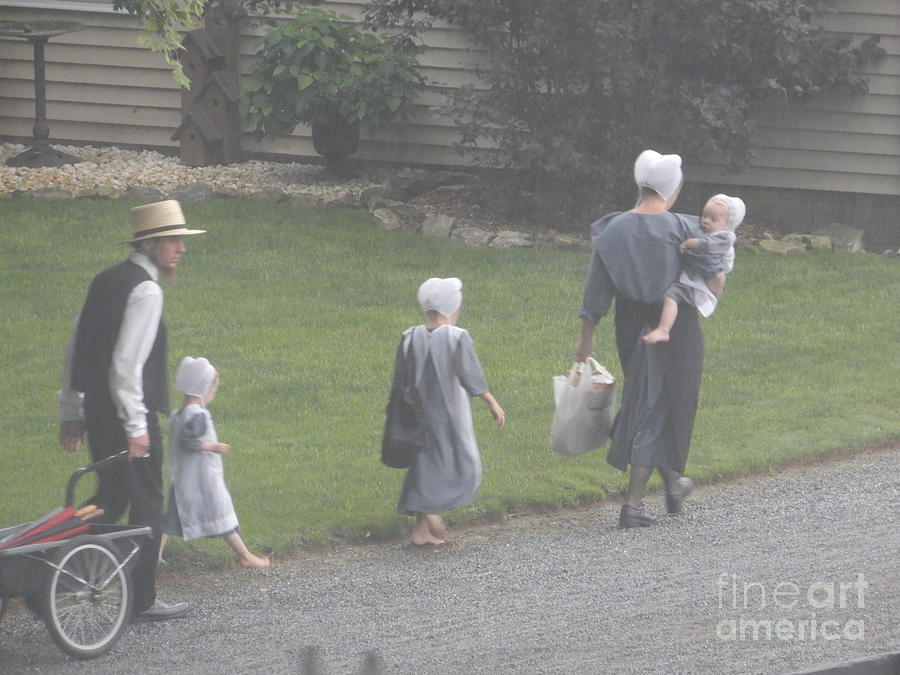 An Amish Family Walks to Church Photograph by Christine Clark