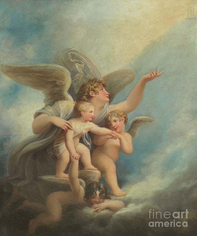 An angel and putti  Painting by Maria Hadfield Cosway