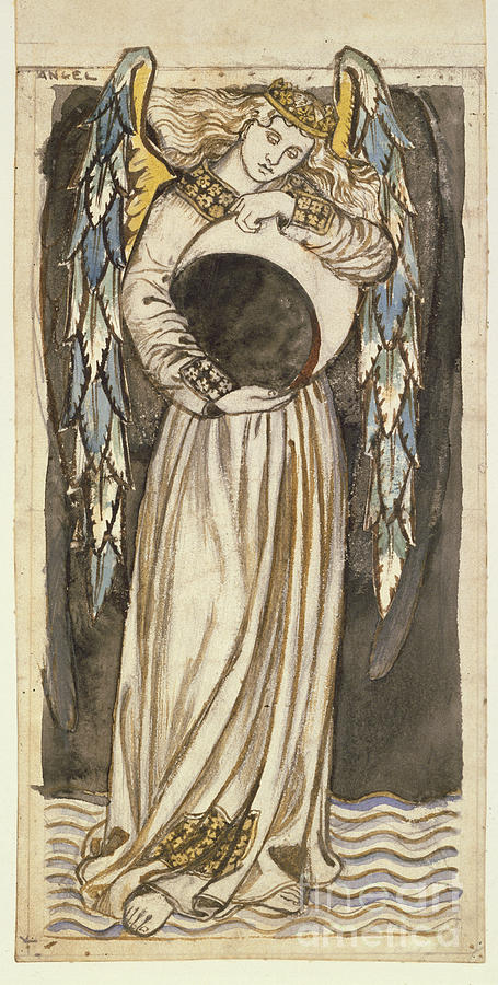 An Angel Holding A Waning Moon Painting by William Morris