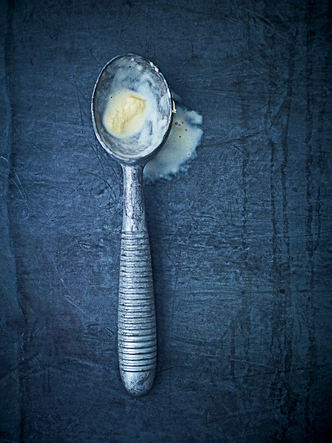 An Antique Ice Cream Scoop With Ice Cream On It seen From Above Photograph by Myles New