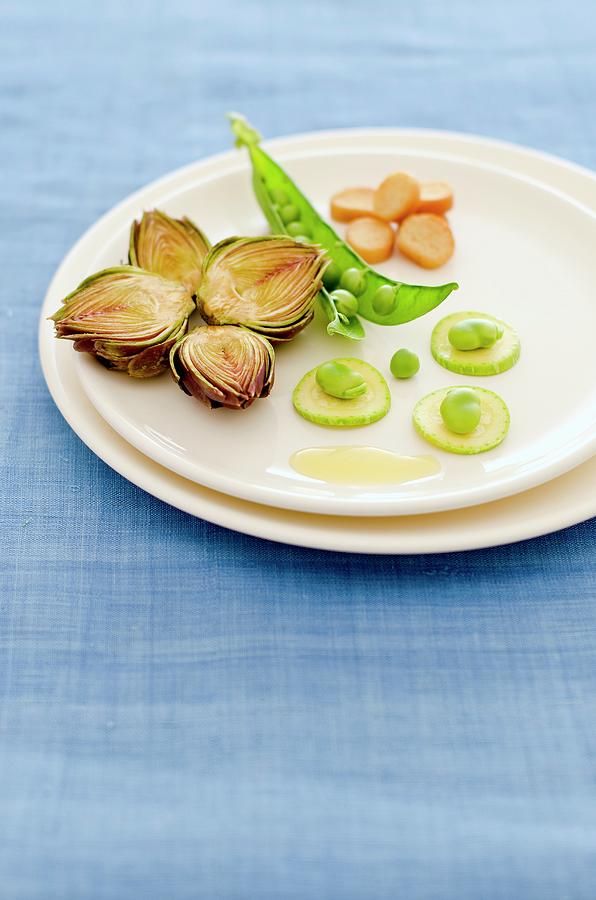 An Appetiser Platter Of Spring Vegetables Photograph by Anthony Lanneretonne