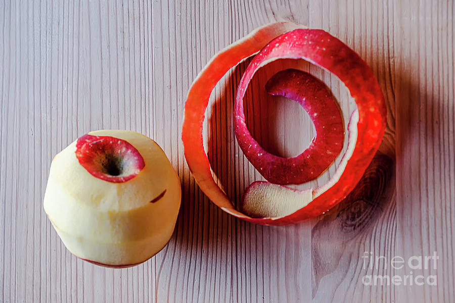 An Apple and Spiral Peel. Still Life. Photograph by Marina Usmanskaya