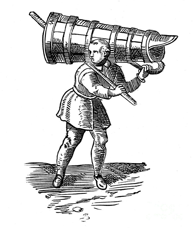 An Apprentice, Carrying A Wooden Vessel Drawing by Print Collector