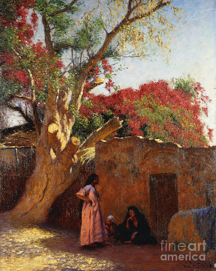 Ludwig Deutsch Painting - An Arab Family Outside A Village, 1917 by Ludwig Deutsch