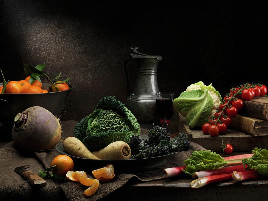 An Arrangement Of Cabbages, Root Vegetables And Fruit Vegetables Photograph by Jonathan Gregson