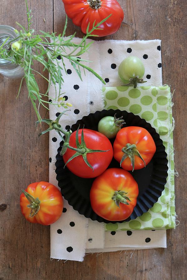 An Arrangement Of Fresh Garden Tomatoes Photograph by Regina Hippel