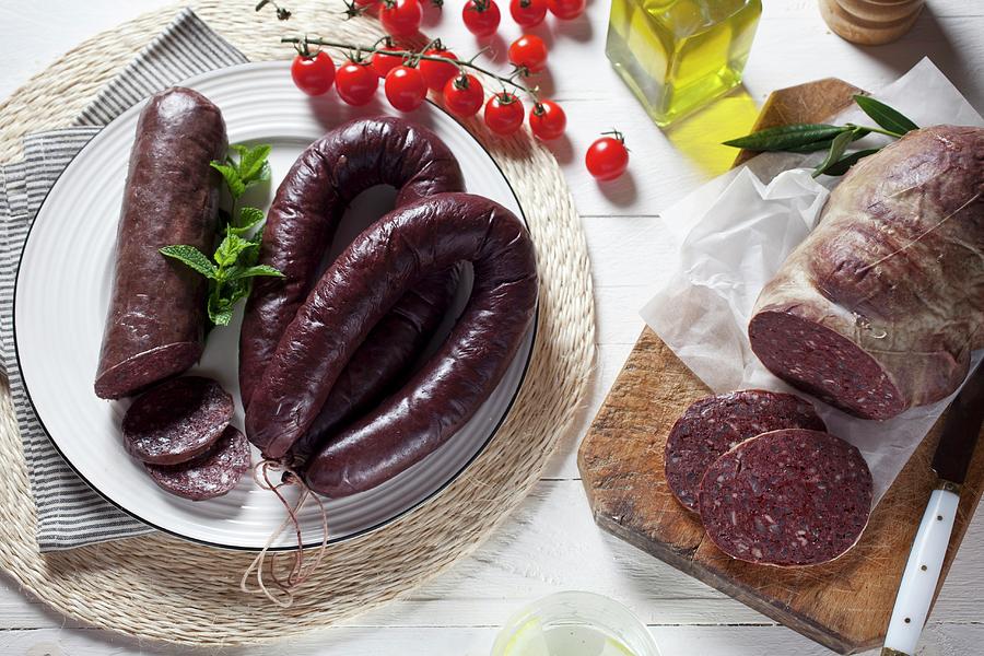 An Arrangement Of Various Different Black Puddings Photograph by ...