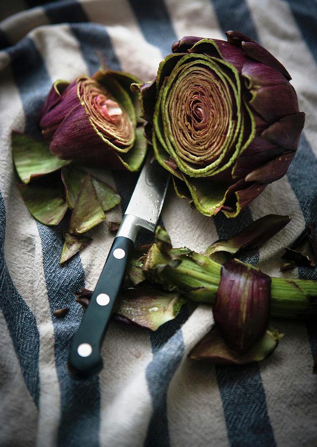 An Artichoke Being Prepared Photograph by Roger Stowell
