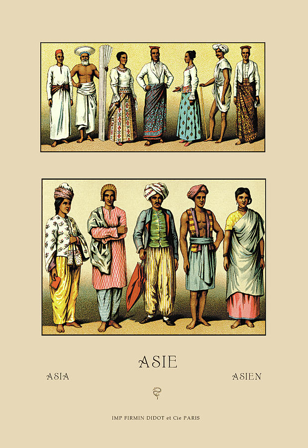 An Assortment of Asian Clothing Painting by Auguste Racinet