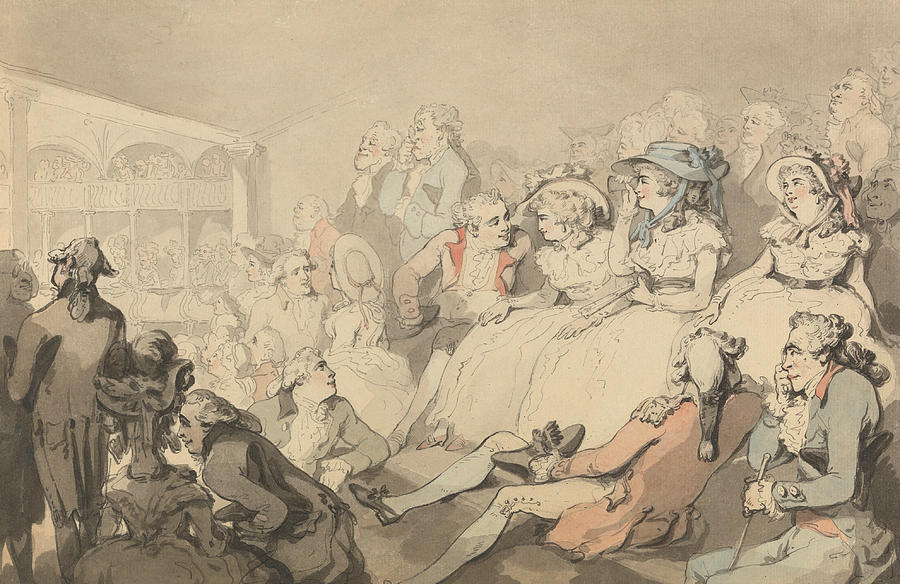 An Audience Watching a Play at Drury Lane Theatre Drawing by Thomas Rowlandson