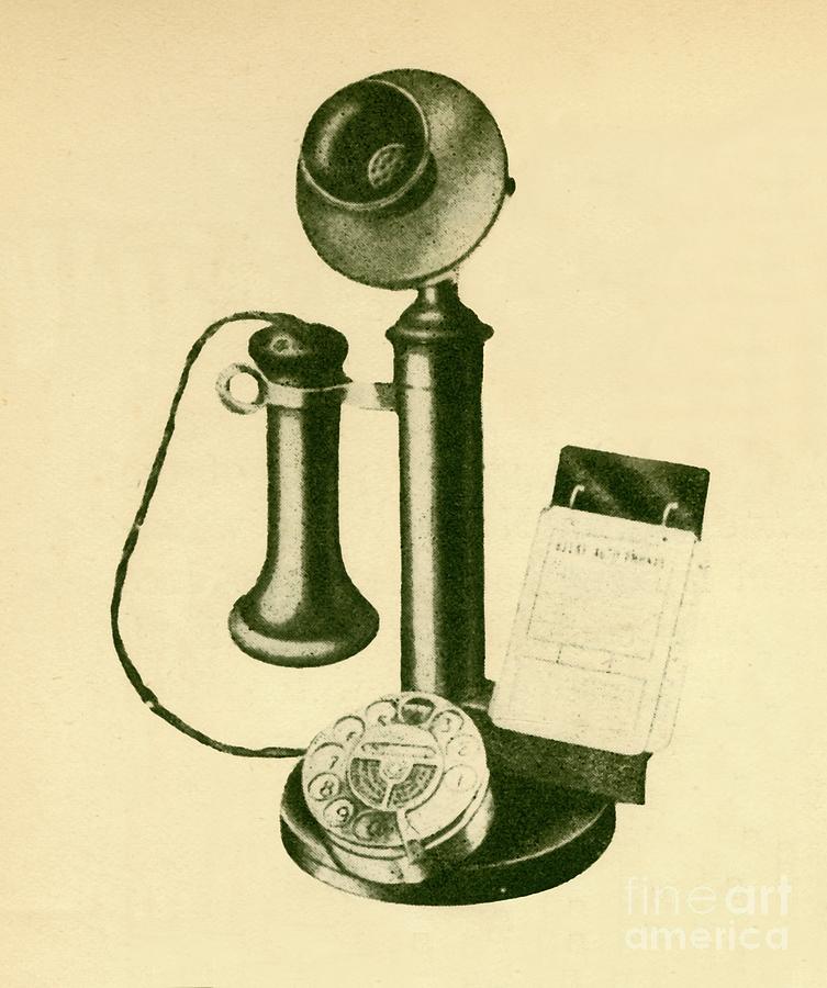 Black And White Drawing - An Automatic Telephone Receiver by Print Collector