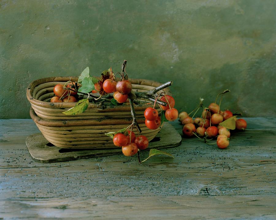 An Autumnal Arrangement Of Ornamental Apples In Baskets Photograph by Matthias Hoffmann
