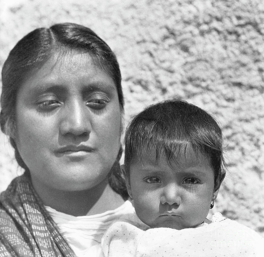 An Aztec Mother Conchita With Her Mother Luz Jimenez Photograph by Tina Modotti
