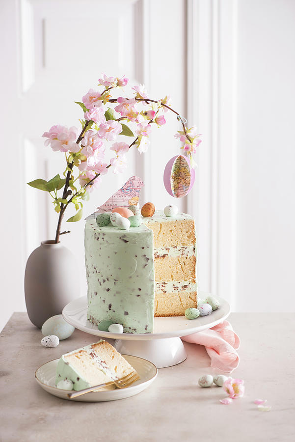 An Easter Stracciatella Cake, Sliced Photograph by Fotografie-lucie-eisenmann