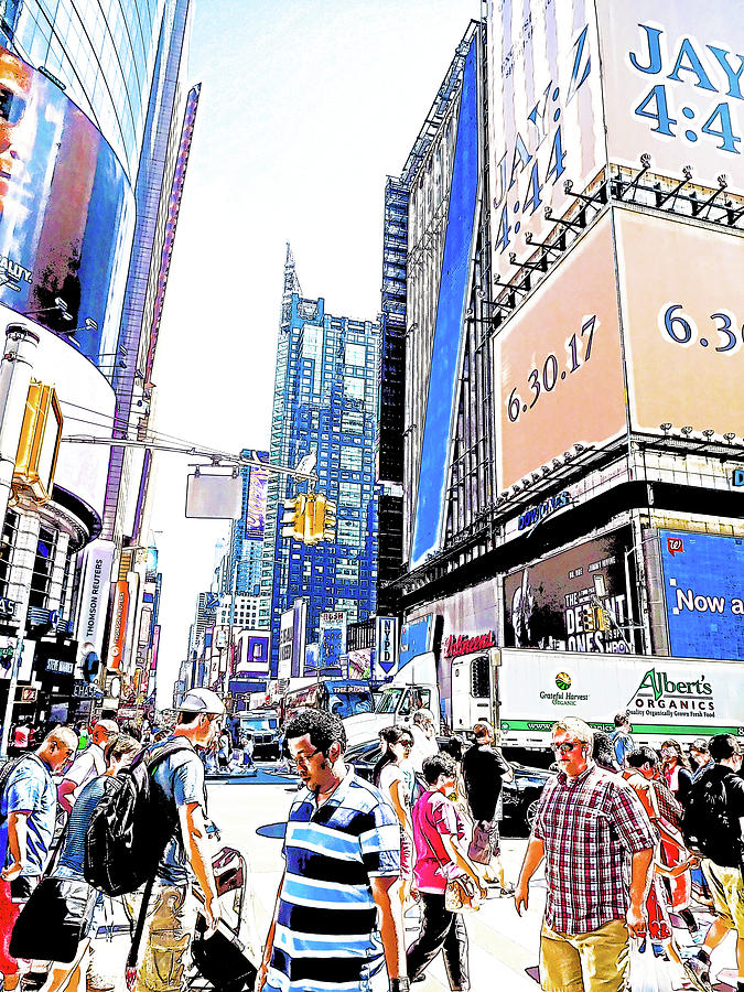 An electronic billboard in Times Square in New York 2 Painting by Jeelan Clark