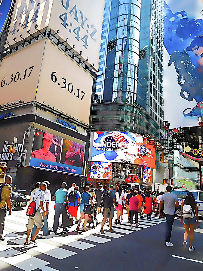 An electronic billboard in Times Square in New York 3 Painting by Jeelan Clark