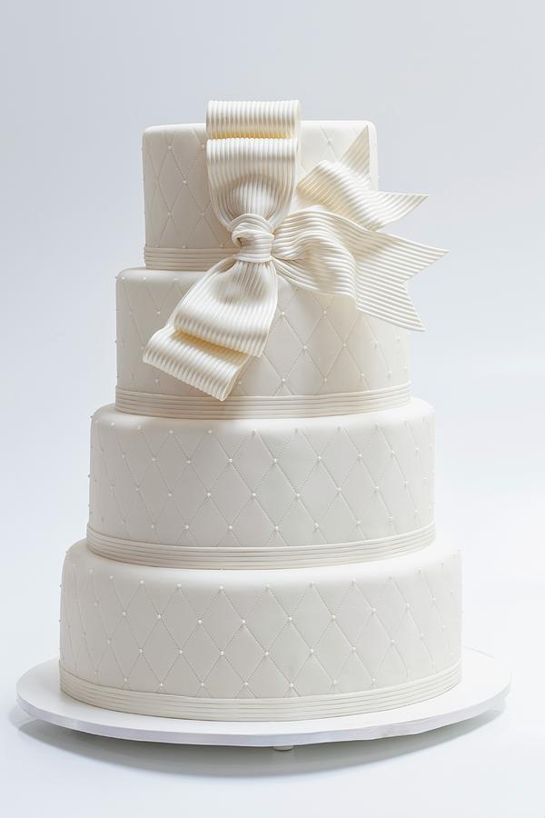 An Elegant Wedding Cake With A White Bow Photograph by Karl Stanzel