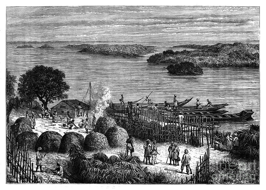 An Encampment On The River Congo Drawing by Print Collector