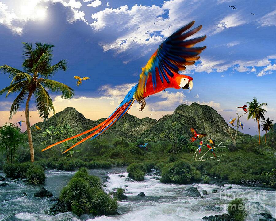 Scarlet Macaw Digital Art by Monty Wright