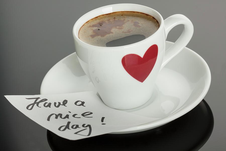 An Espresso In A Cup With A Red Heart Photograph by Uwe Merkel