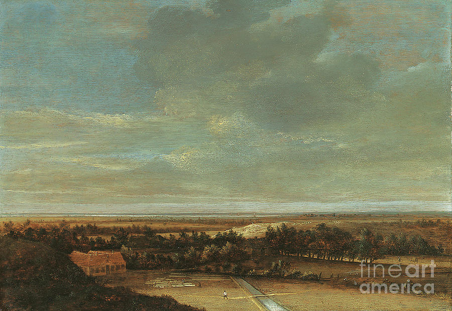 An Extensive Dune Landscape With A Farmhouse And A Bleaching Ground Painting by Jan Vermeer Van Haarlem