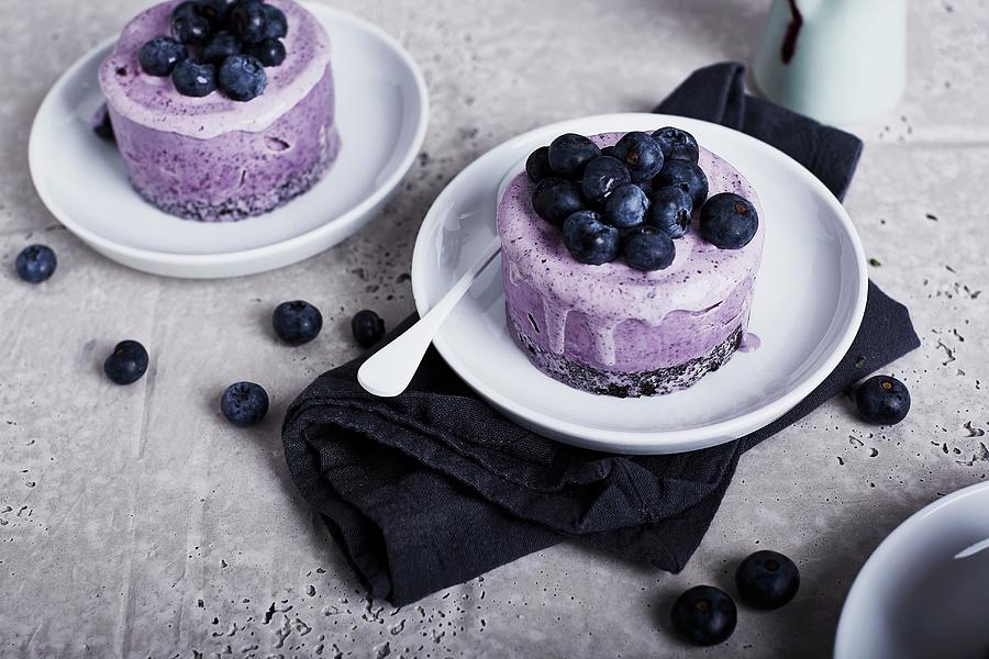 An Ice Cream Cake With A Biscuit Base And Blueberries Photograph by The Stepford Husband