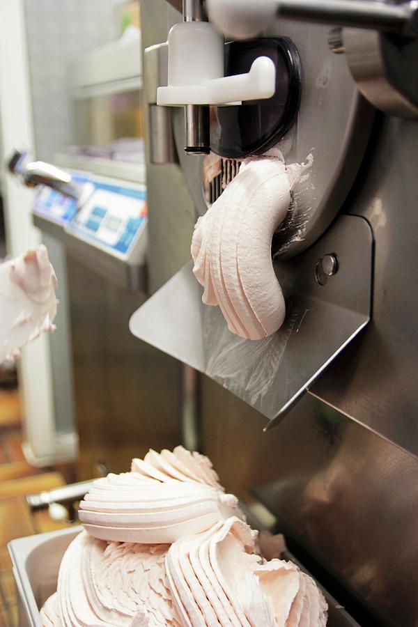 An Ice Cream Machine Making Pink Ice-cream Mixture Photograph by Vivi Dangelo