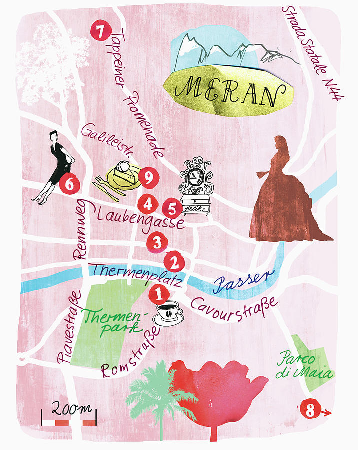 An Illustrated Map Of Meran Photograph by Jalag / Julia Pfaller - Pixels