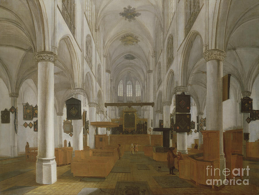 Architecture Painting - An Interior Of The Church Of St. Gertrud In Bergen Op Zoom, C.1650 by Dutch School