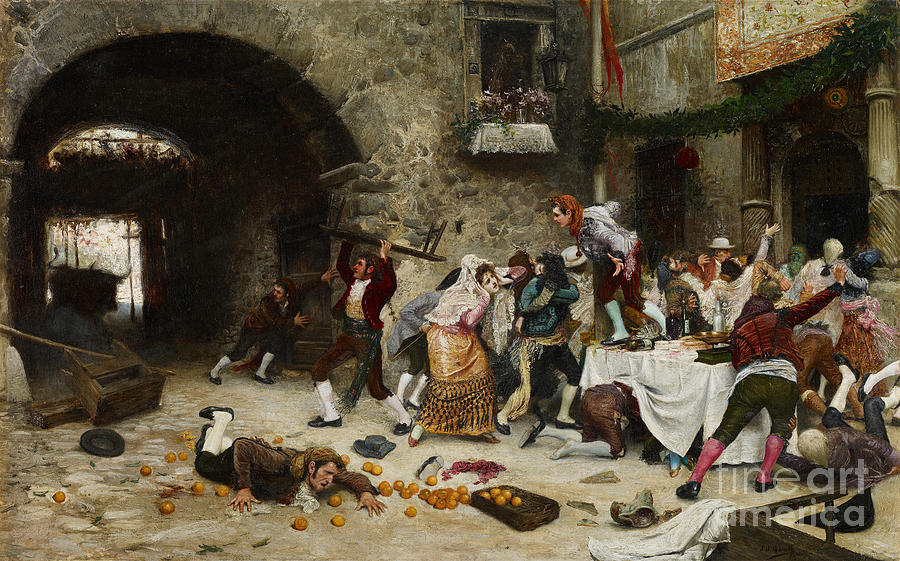 An Interrupted Banquet. Artist Gárate Drawing by Heritage Images
