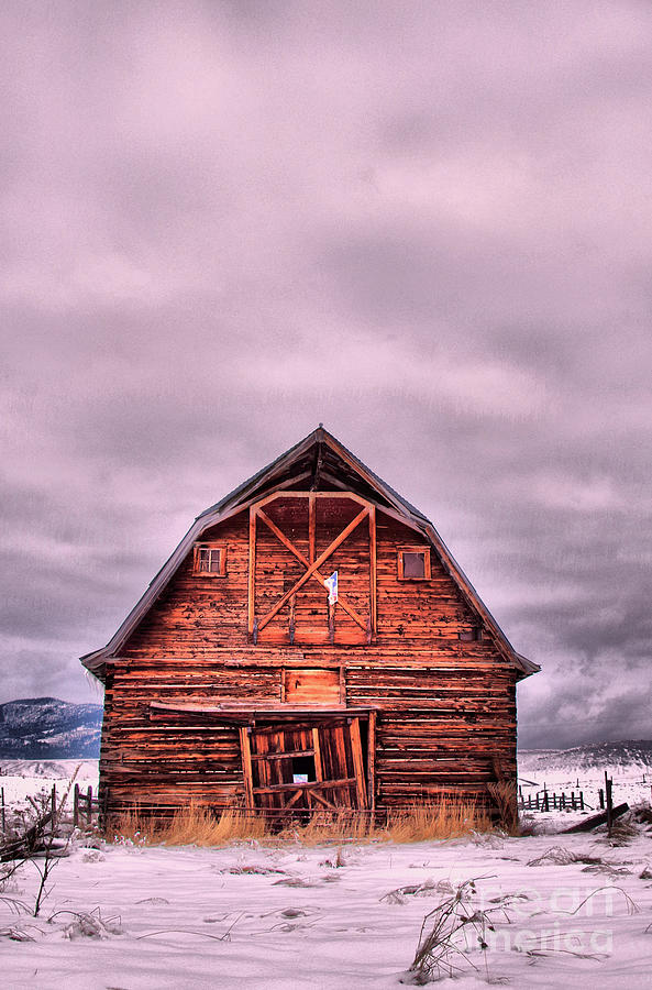 An old barn on a cold Winters day Photograph by Jeff Swan