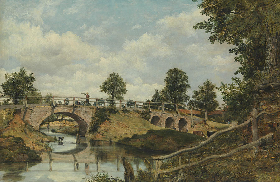An Old Bridge at Hendon, Middlesex Painting by Frederick W Watts
