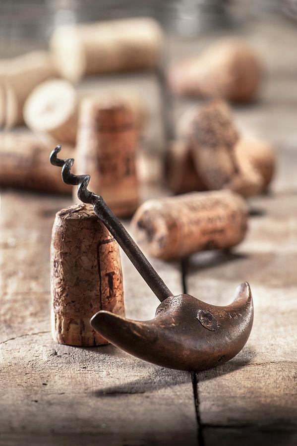 An Old Corkscrew And Wine Corks Photograph by Piga & Catalano S.n.c.