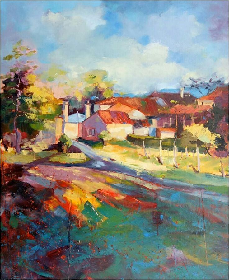 An old Farm in Charente  Painting by Kim PARDON