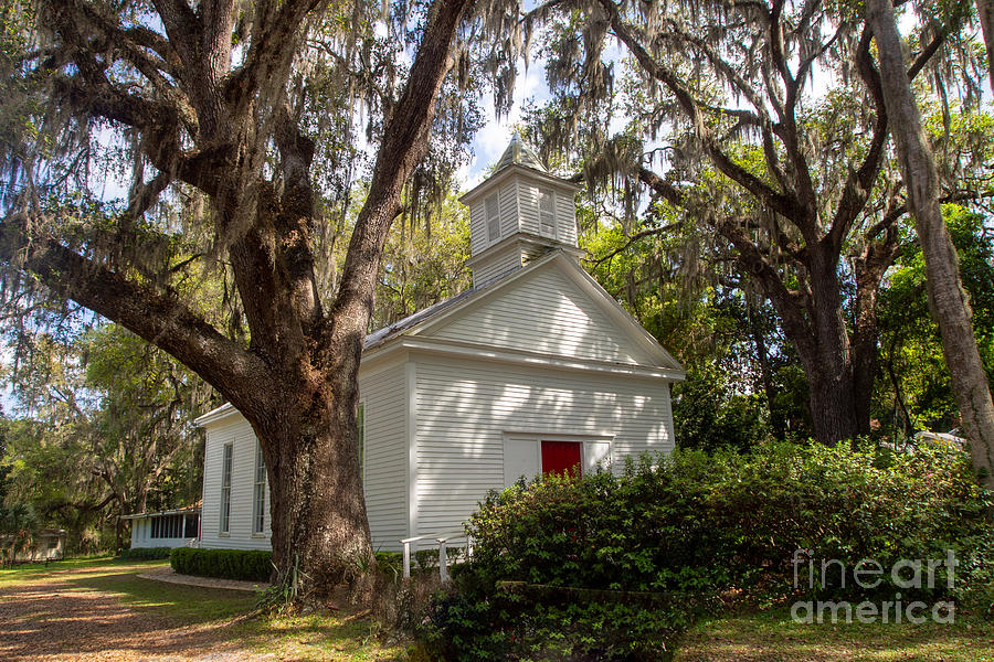 An Old White Country Church in Micanopy, Florida Photograph by L Bosco