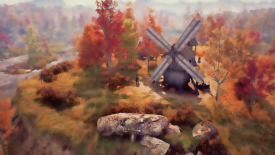 An old windmill - 01 Painting by AM FineArtPrints