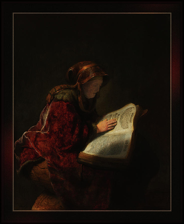 An Old Woman Reading by Rembrandt van Rijn Painting by Rolando Burbon