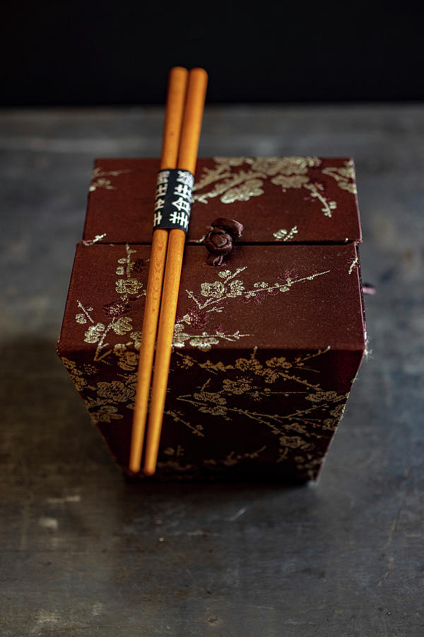 An Oriental Silk Box With Chopsticks Photograph by Eising Studio