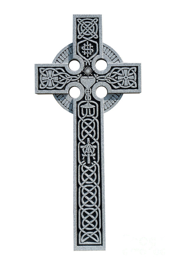 An ornate granite Celtic cross from the grave of a Roman Catholi Photograph by Amy Cicconi