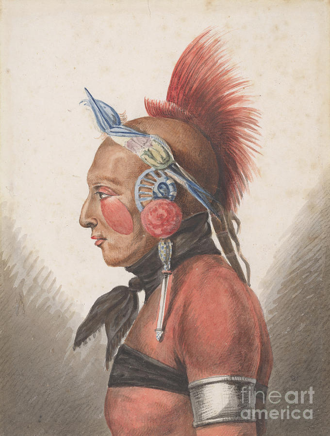 An Osage Warrior Drawing by Heritage Images