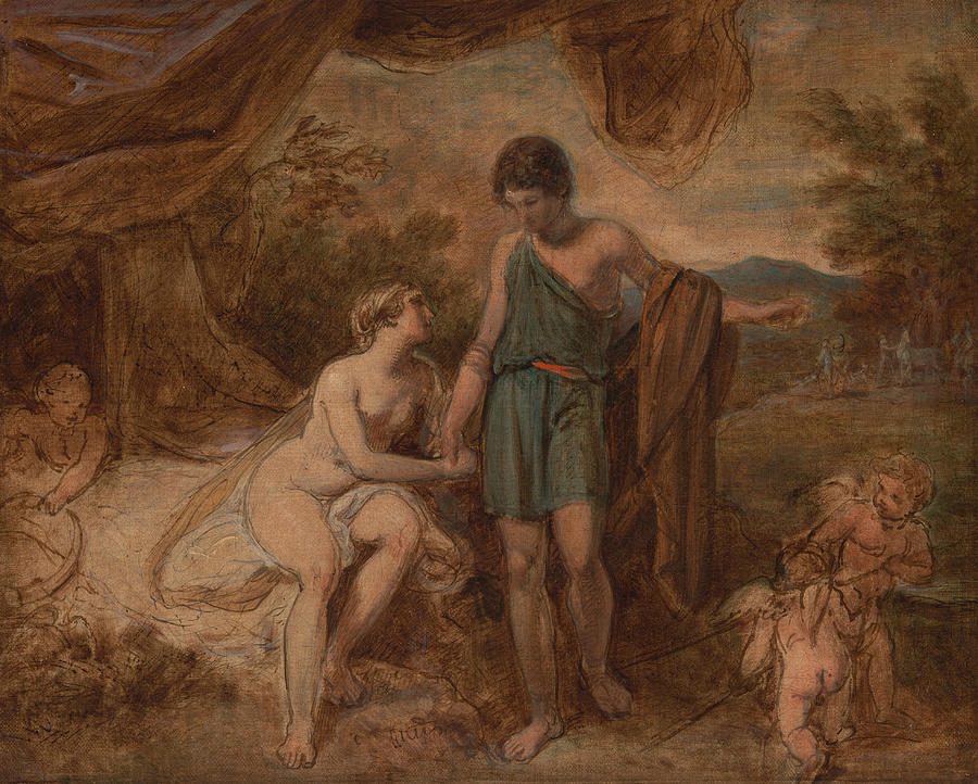 An Unfinished Study of Venus and Adonis Painting by Thomas Stothard