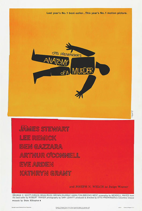 James Stewart Photograph - Anatomy Of A Murder Vintage Movie Poster 1958 by Mountain Dreams