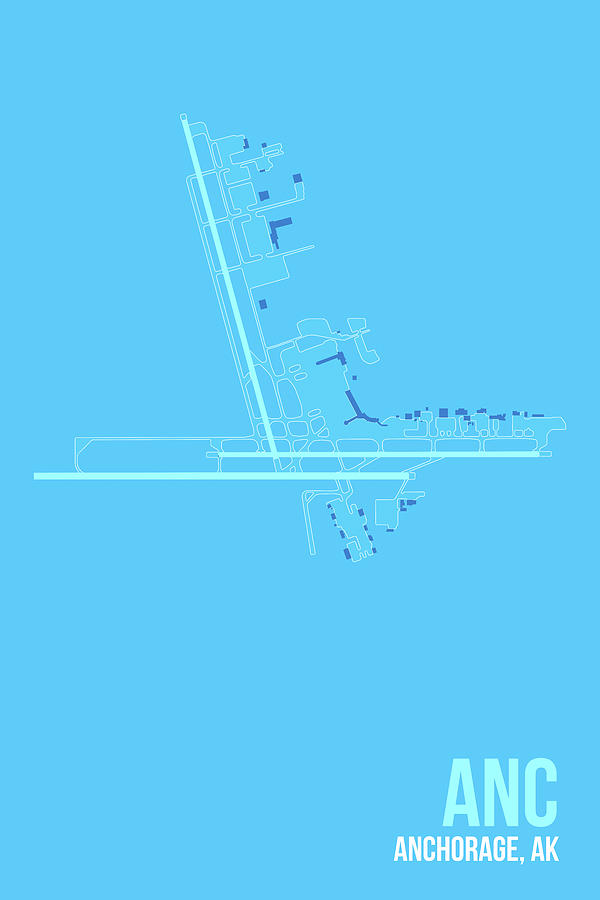 Typography Digital Art - Anc Airport Layout by O8 Left