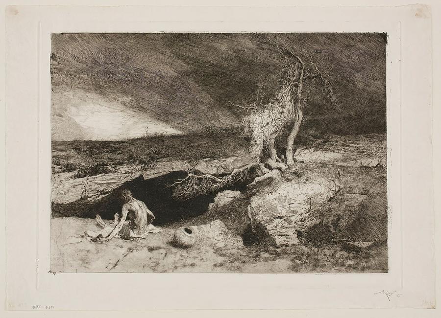 Anchorite. 1916. Etching, Aquatint, Burnisher on paper. Painting by Mariano Fortuny y Marsal -1838-1874-